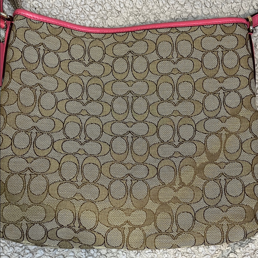 Coach Tan and Pink Signature Crossbody Bag - Picture 6 of 16